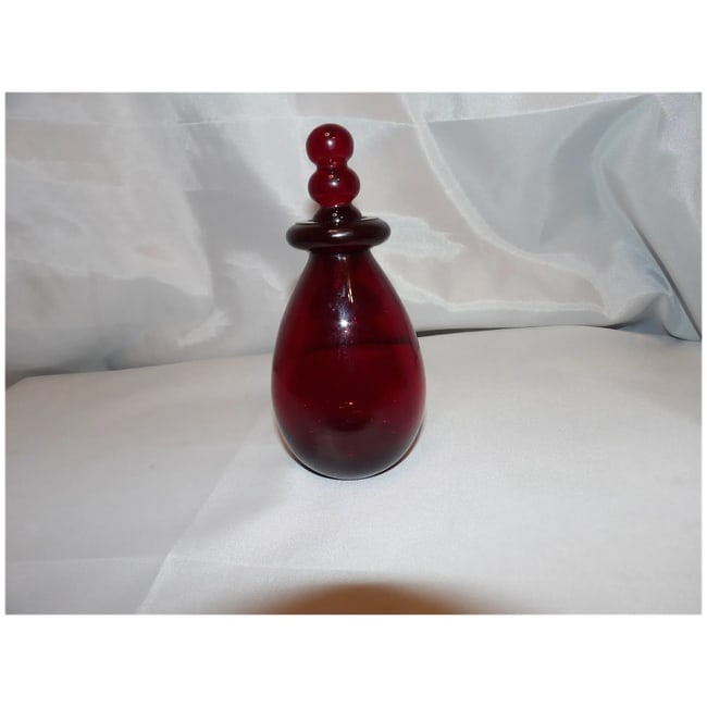 Ruby Red Hand-Blown Perfume Bottle with Ruby Red Stopper - 2