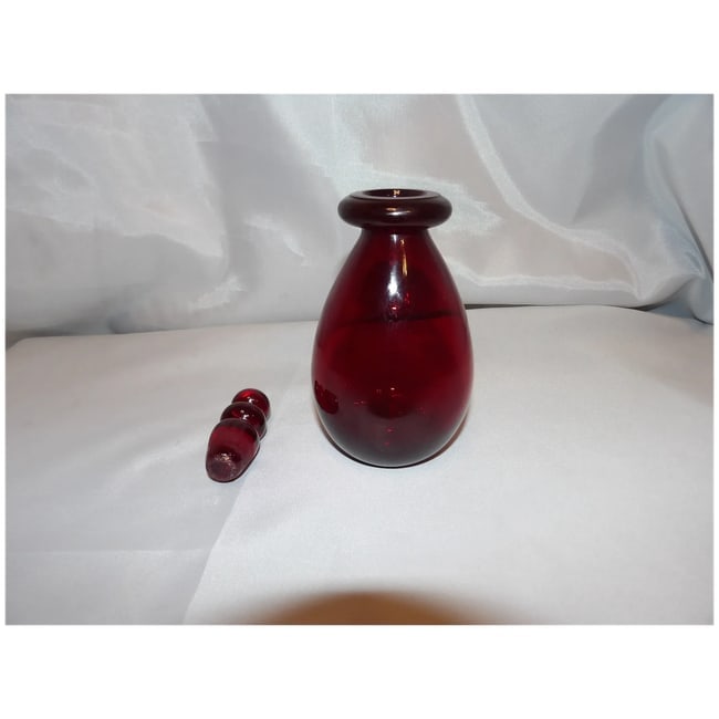 Ruby Red Hand-Blown Perfume Bottle with Ruby Red Stopper - 3