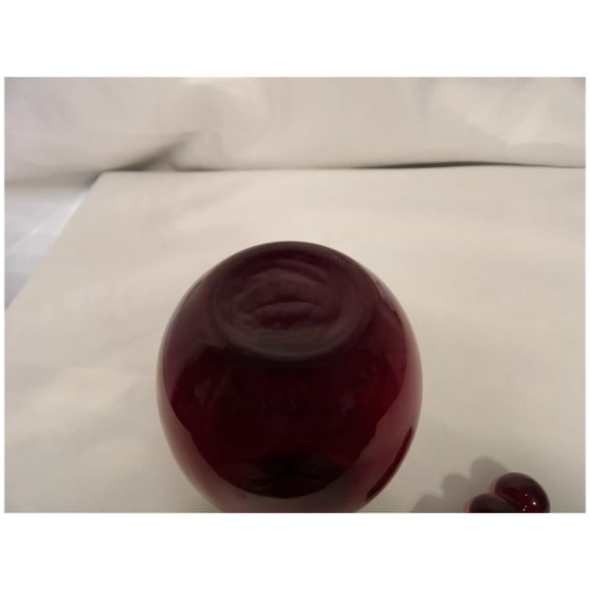 Ruby Red Hand-Blown Perfume Bottle with Ruby Red Stopper - 6