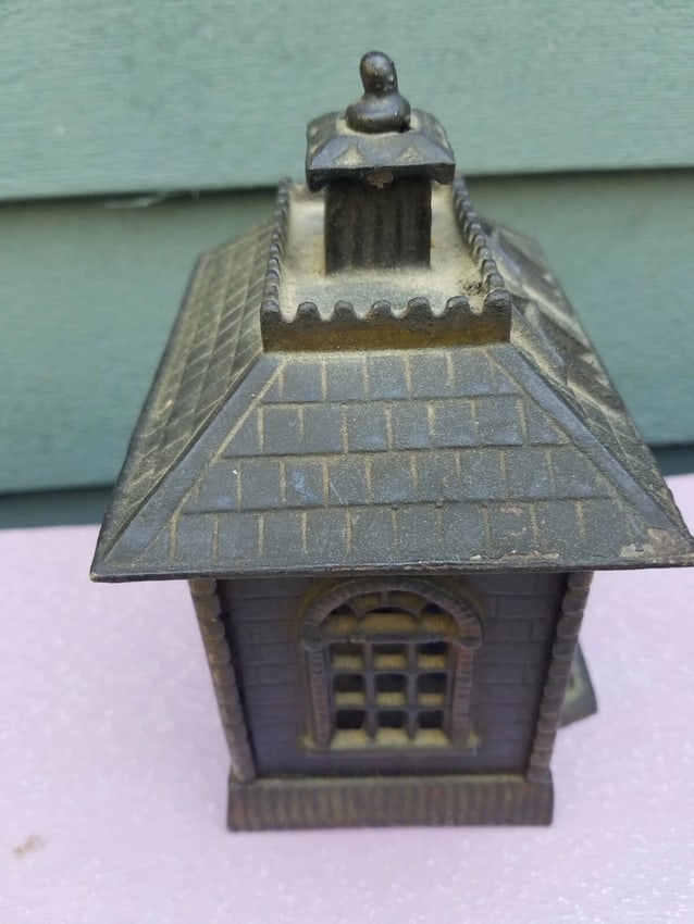 Figural state bank cast iron great original condition - 4