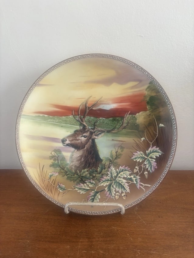 Nippon Porcelain Moriage Stag Plate: It measures 10" and is marked. It has no chips, cracks or repairs Shipping: Domestic: Flat-rate of $15.00 to anywhere within the contiguous U.S. International: Foreign shipping rates are determined by