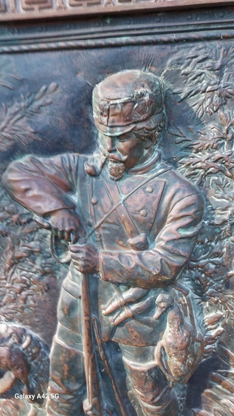 Artist Sculpture Ernst Herter Wall Plaque (1846-1917) Copper Hunter Dog 33 X 44 - 2