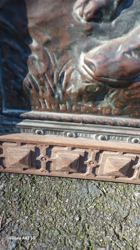 Artist Sculpture Ernst Herter Wall Plaque (1846-1917) Copper Hunter Dog 33 X 44 - 6