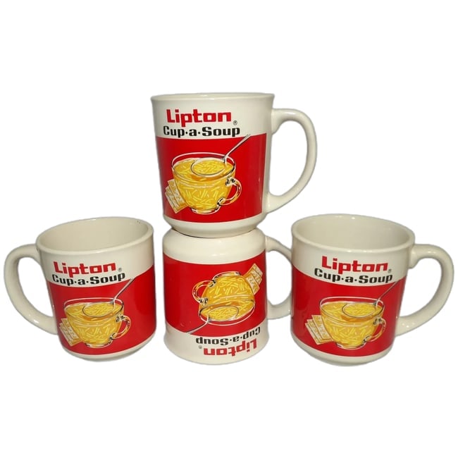 Set of 4 Vintage Lipton Cup a Soup Coffee Mugs In Original -Korea (1 of 9)