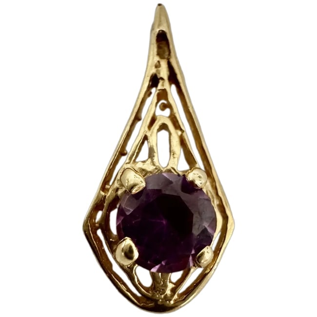 Antique 14K Yellow Gold Natural Amethyst Gemstone: Antique 14K Yellow Gold Natural Amethyst Gemstone very sweet stamped 14k . Shipping: Domestic: Flat-rate of $10.00 to anywhere within the contiguous U.S. International: Foreign shipping rates are
