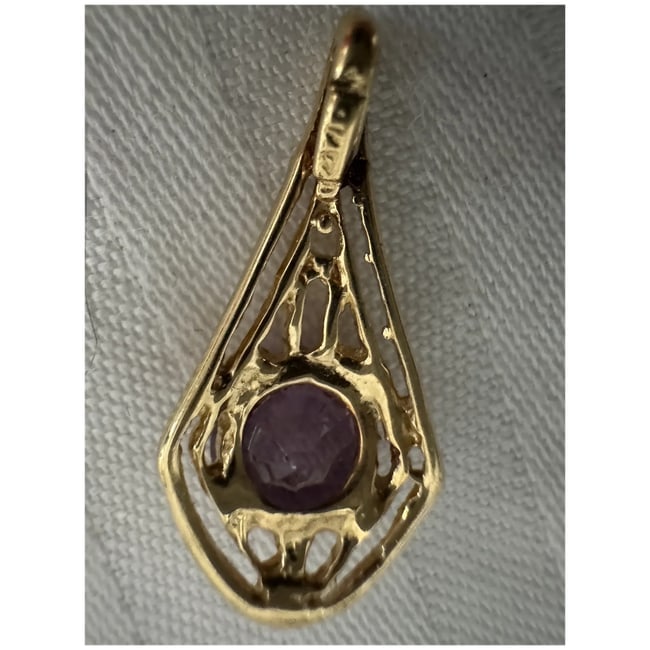 Antique 14K Yellow Gold Natural Amethyst Gemstone - 2