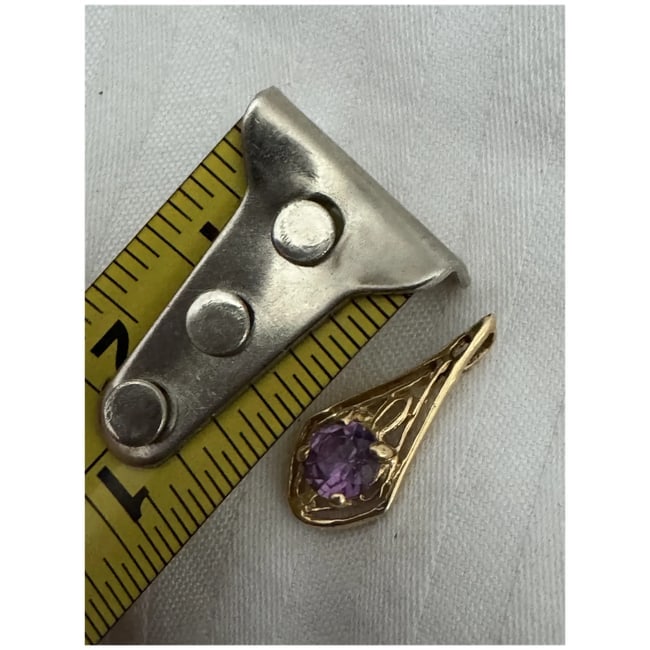 Antique 14K Yellow Gold Natural Amethyst Gemstone - 4
