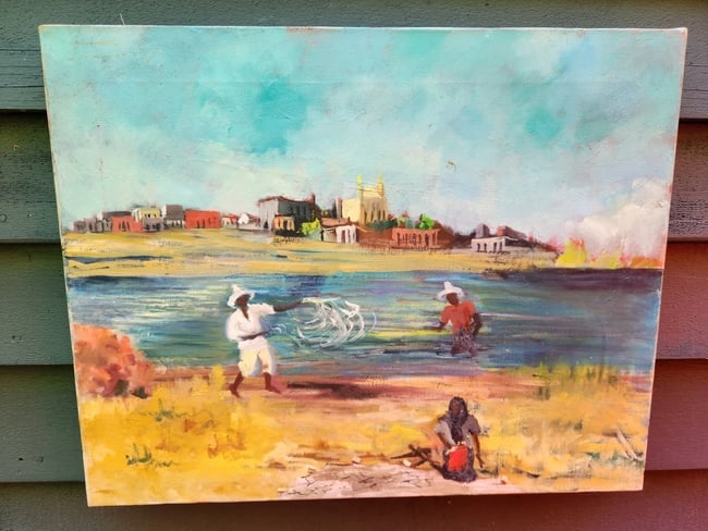 Central American Oil painting 1950 Signe. Great Colors - 2