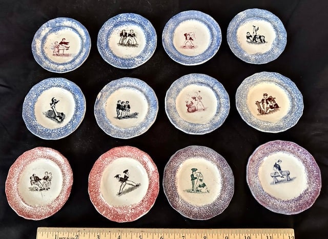 12 Small 19th C. Spatterware Child's Plates (1 of 8)