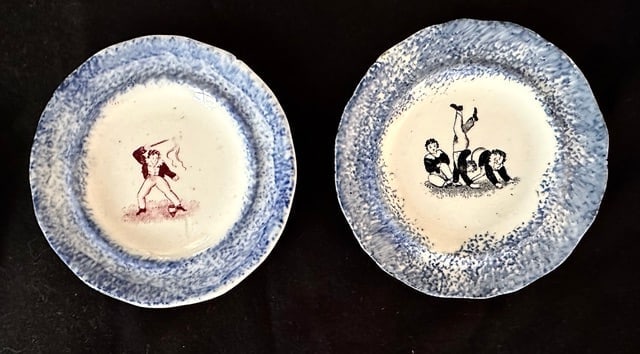 12 Small 19th C. Spatterware Child's Plates - 2