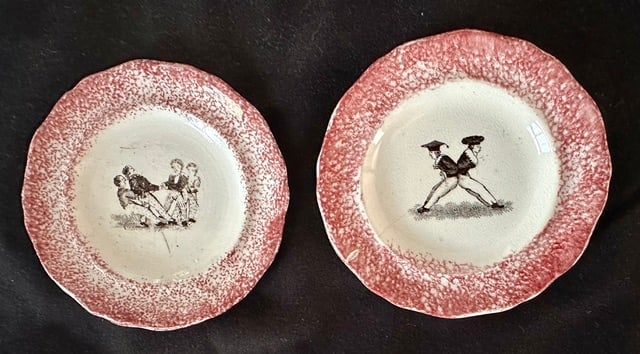 12 Small 19th C. Spatterware Child's Plates - 5