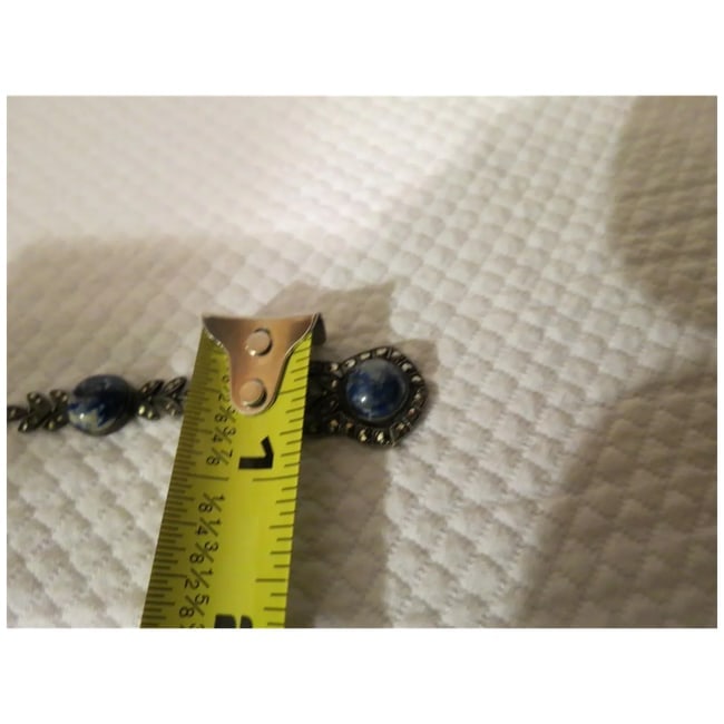 Antique Sterling Silver Art Nouveau Lapis lazuli Lavalier Pendant - 5