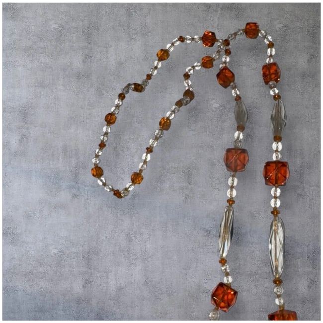 Vintage Art Deco Amber Glass Flapper 1920s 32" Necklace - 2