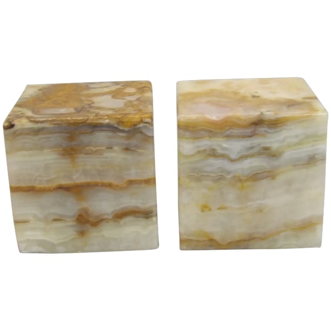 Pair of Square Onyx Paperweights: This Pair of Square Onyx Paperweights is in very good condition. There are a couple of flea bites on edges but overall a beautiful pair. They measure 2 3/8" square. This elegant pair of square banded