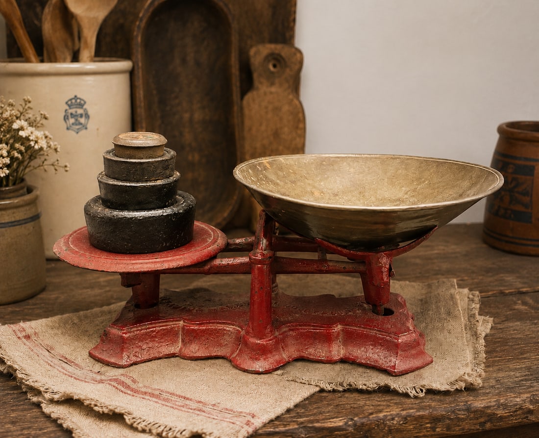 ANTIQUE RED CAST IRON SCALE READING HARDWARE CO - PA - USA (1 of 8)