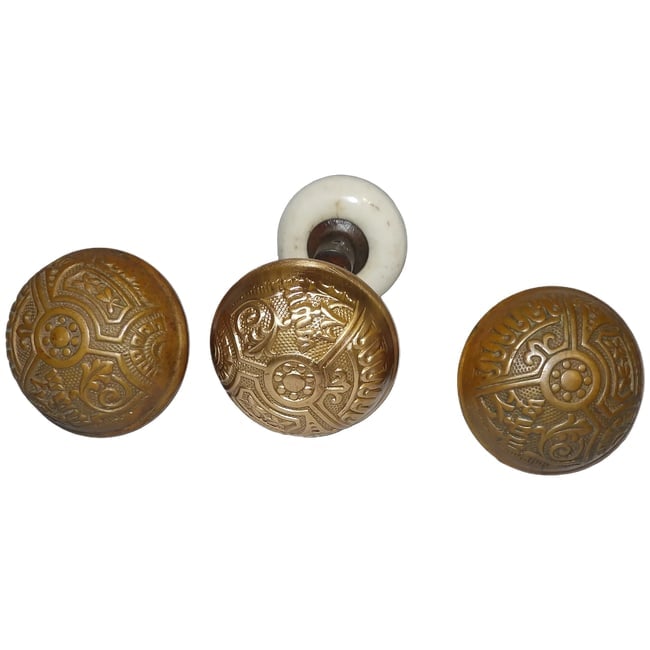 Antique Brass Wide Base Corbin Ceylon & Porcelain Doorknobs (1 of 6)