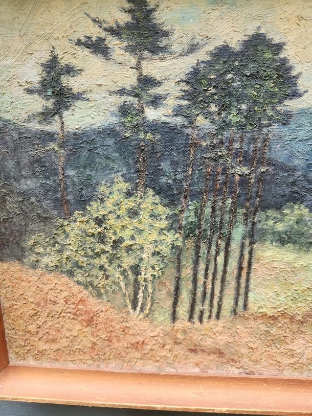 TREES oil painting on Board impressionists North Marlboro FREEMAN - 2