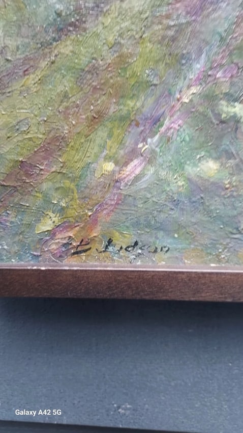 Woods Oil painting abstract signed Judson possibly William lees - 4