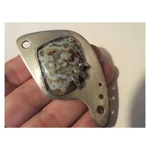 Vintage Mid-Century sterling silver Abstract Pendant/Brooch signed Nye - 2