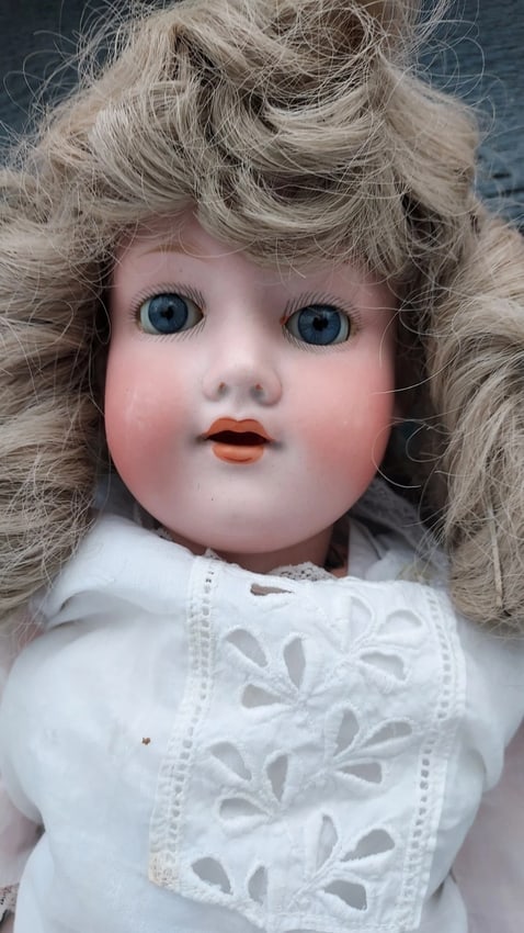 antique Porcelain Bisque Head Doll Armand Marseille A 6 1/2 390 690 20 Inches - 2