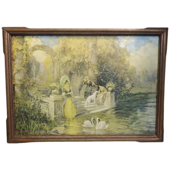 Antique Framed Lithograph of "Peaceful Afternoon" by Stern and Hacker (1 of 8)