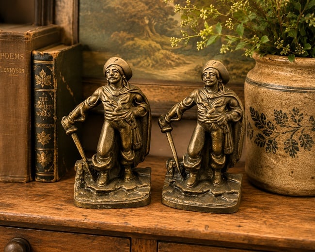 Vintage CAST IRON BOOKENDS SWASHBUCKLING PIRATE BUCCANEER (1 of 9)