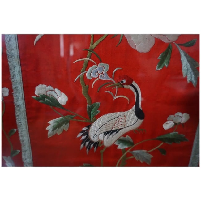 Antique Forbidden stitch Chinese silk textile Framed - 2