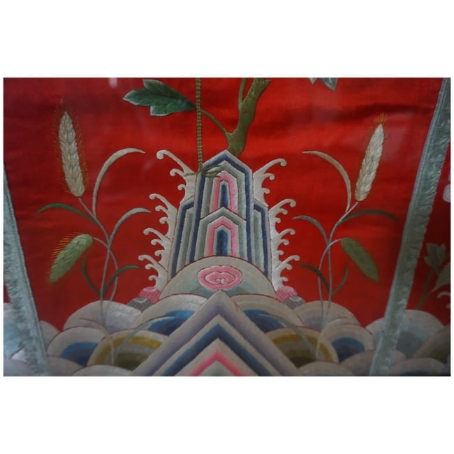 Antique Forbidden stitch Chinese silk textile Framed - 3