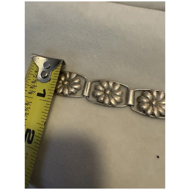 Vintage Silver Mexico artisan made bracelet old pawn - 7