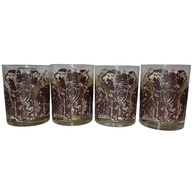 Vintage Tastesetter ELEPHANTS Safari Double Old Fashioned Cocktail Glasses: Vintage Tastesetter ELEPHANTS Safari Double Old Fashioned Cocktail Glasses are in excellent used condition. No chips, cracks, flea bites or loss of color. Nice addition to any barware collection or to