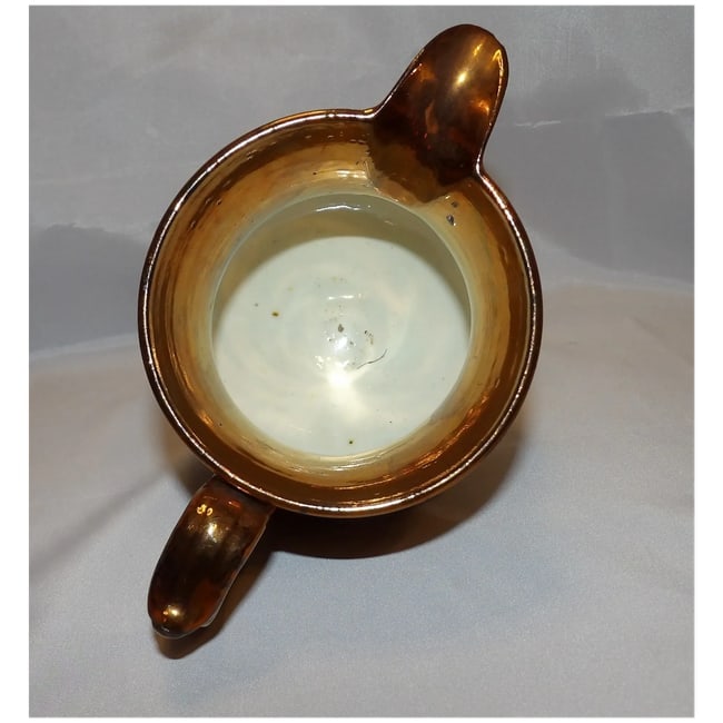 Large Copper Luster Pitcher with Hand Painted Design - 6