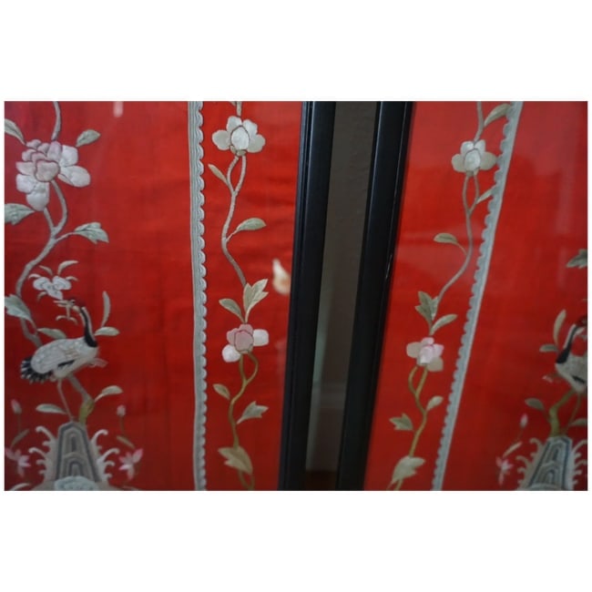 Pr of Antique Chinese embroidered Hand Stitched On Silk Panels - 9