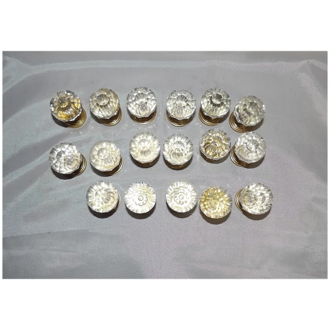 Faceted Acrylic 1 1/4" Clear with Brass Base Door Knobs - 3