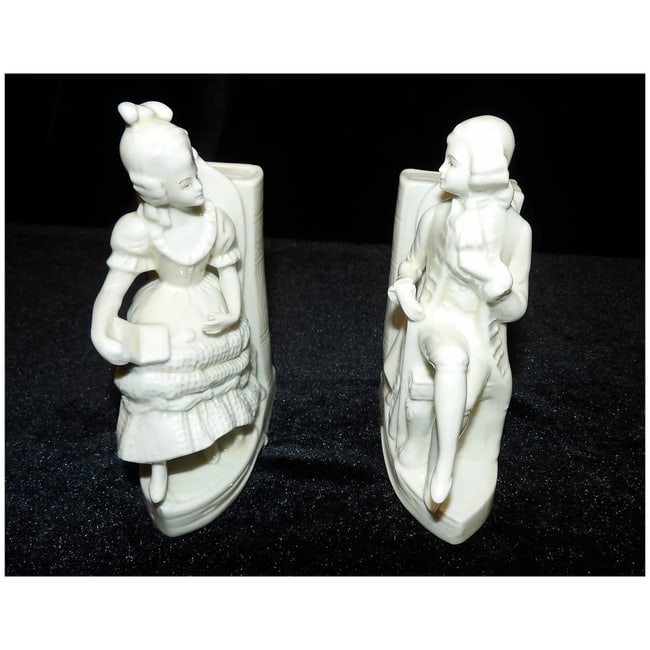 Antique Thuringia Germany Porcelain Bookends - 4