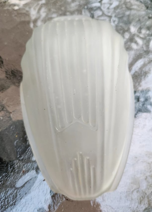Antique Slip Shade Clear Frosted: Great looking piece in good condition. Not working. Gold plated I believe. Brass construction. Repair or parts. 19" tall. Base is 8" tall and 9" wide. Shipping: Domestic: Flat-rate of $20.00 to
