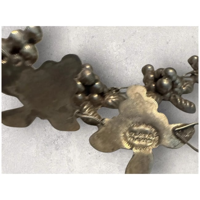 Vintage Mexican sterling Silver grape cluster link bracelet w/ earrings 1940s - 5