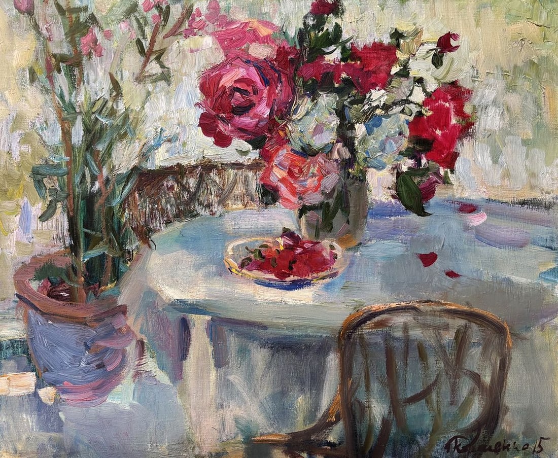 Oil painting Roses and Berries Ivan Kovalenko: Title: Oil painting Roses and Berries Ivan Kovalenko Description: NoKoval 272*** ABOUT THIS PAINTING **** TITLE: "Roses and Berries" * ARTISTS: Ivan Kovalenko* SIZE: 50x60 cm/'19.68x23.62 inches' * ME