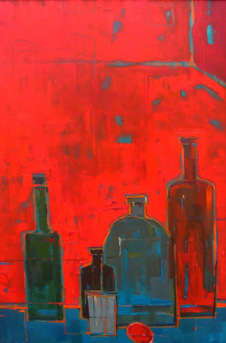 Oil painting Still life in the red room Natalia Korf-Ivaniuk: Title: Oil painting Still life in the red room Natalia Korf-Ivaniuk Description: NoKorf 22*** ABOUT THIS PAINTING **** TITLE: "Still life in the red room"* ARTISTS: Natalia Korf-Ivaniuk* SIZE: 75x110