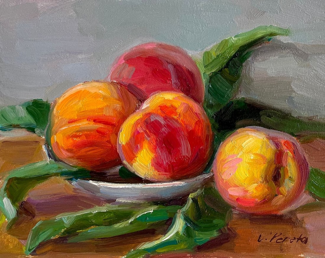 Oil painting Peaches on a plate Pereta Vyacheslav (1 of 5)