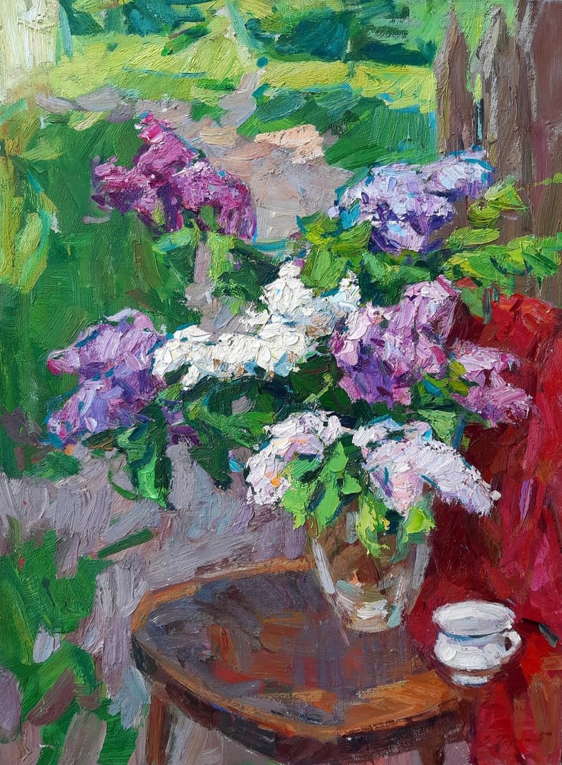 Oli painting Lilac Tepeta Miacheslav: Title: Oli painting Lilac Tepeta Miacheslav Description: NoTep 106 *** ABOUT THIS PAINTING *** * TITLE: "Lilac" * ARTISTS: Tepeta Miacheslav * SIZE: 55x75 cm/'21.65x29.52 inches' * MEDIUM: oil, canvas