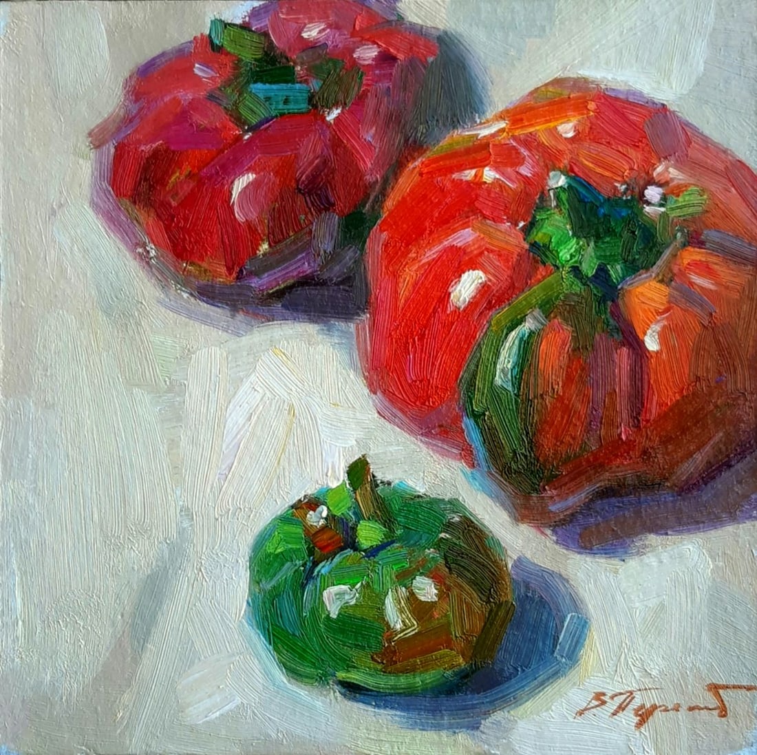 Oli painting Red peppers Tepeta Miacheslav: Title: Oli painting Red peppers Tepeta Miacheslav Description: NoTep 123 *** ABOUT THIS PAINTING *** * TITLE: "Red peppers" * ARTISTS: Tepeta Miacheslav * SIZE: 20x20 cm/'7.87x7.87 inches' * MEDIUM: o
