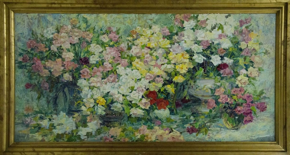 Oil painting Flower garden Artym Olga Markovna: Title: Oil painting Flower garden Artym Olga Markovna Description: NoVernd 29 *** ABOUT THIS PAINTING *** * TITLE: "Flower garden" * ARTISTS: Artym Olga Markovna * SIZE: 100x200 cm/'39.37x78.74 inches