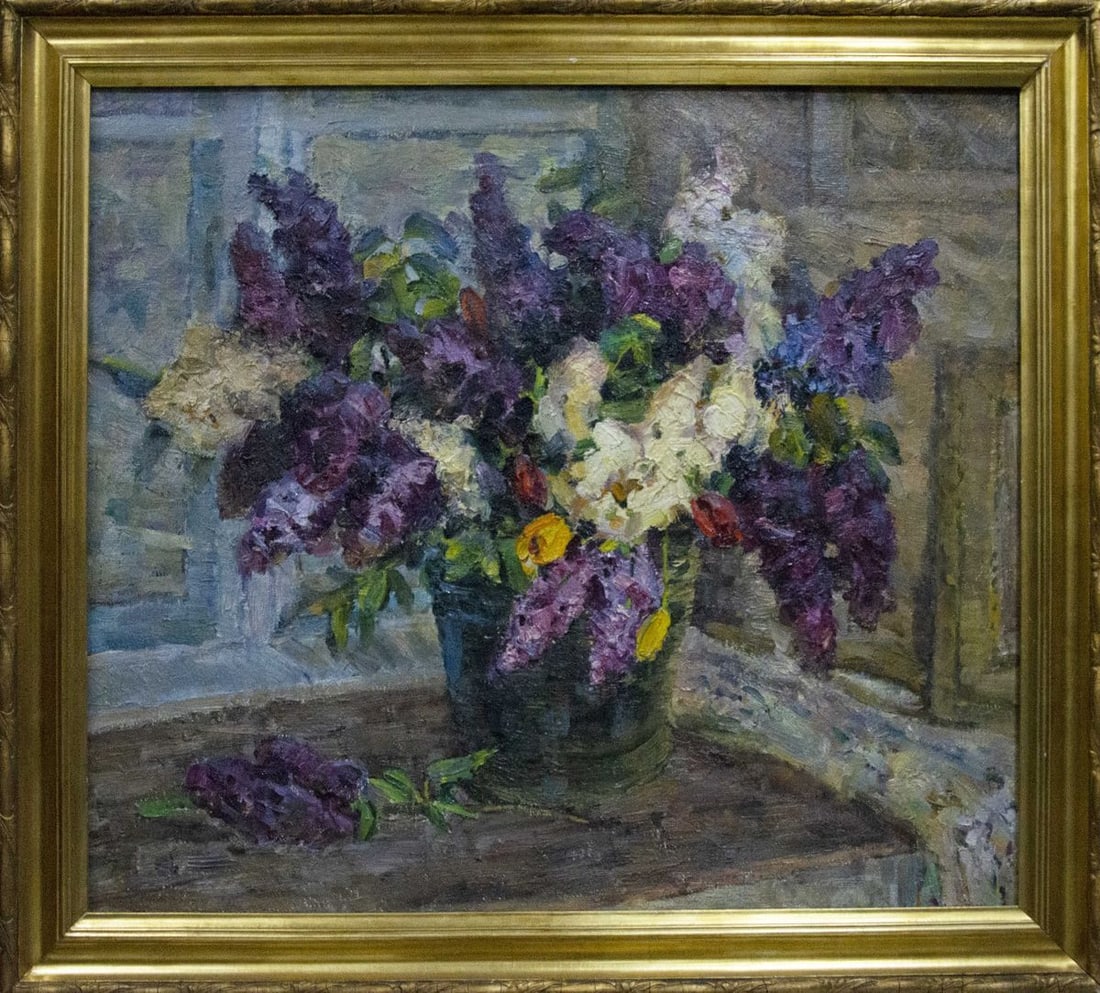 Oil painting Lilac Kolomoitsev Petr Mikhailovich: Title: Oil painting Lilac Kolomoitsev Petr Mikhailovich Description: NoVernd 50 *** ABOUT THIS PAINTING *** * TITLE: "Lilac" * ARTISTS: Kolomoitsev Petr Mikhailovich * SIZE: 91.8x104.5 cm/'36.14x41.14