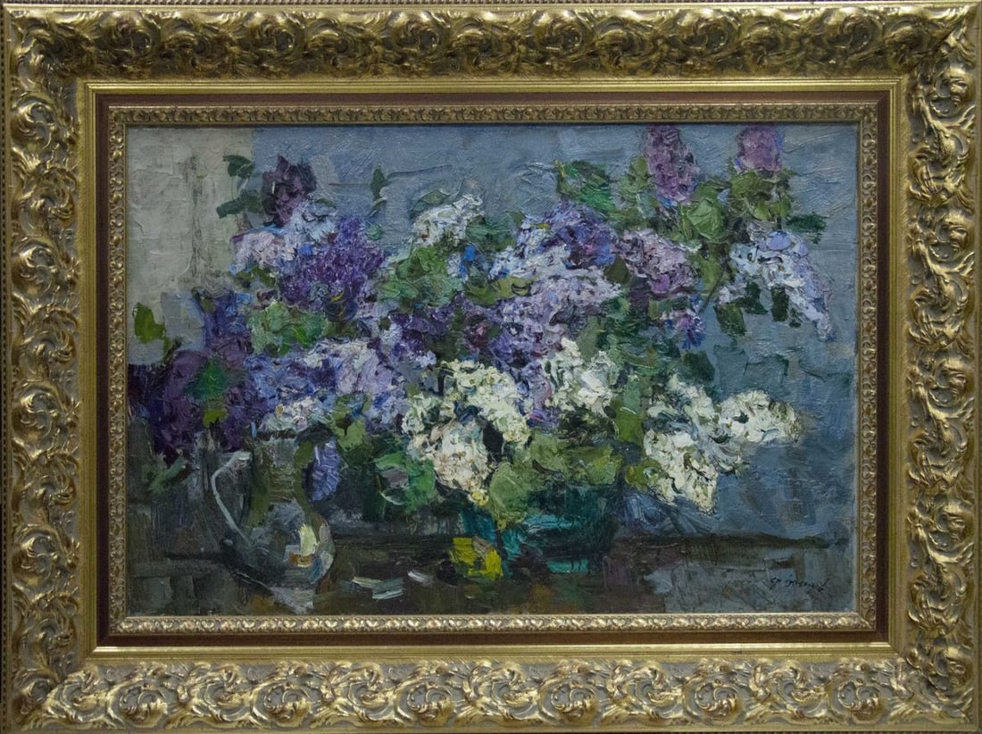 Oil painting Lilac bouquet Zakharov Fedor Zakharovich: Title: Oil painting Lilac bouquet Zakharov Fedor Zakharovich Description: NoVernd 71 *** ABOUT THIS PAINTING *** * TITLE: "Lilac bouquet" * ARTISTS: Zakharov Fedor Zakharovich * SIZE: 60x90 cm/'23.62x