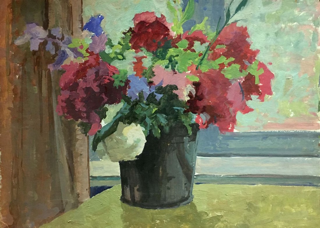Oil painting Flowers Korostelev Vladimir Alexandrovich: Title: Oil painting Flowers Korostelev Vladimir Alexandrovich Description: NoVerns 149 *** ABOUT THIS PAINTING *** * TITLE: "Flowers" * ARTISTS: Korostelev Vladimir Alexandrovich * SIZE: 50x70