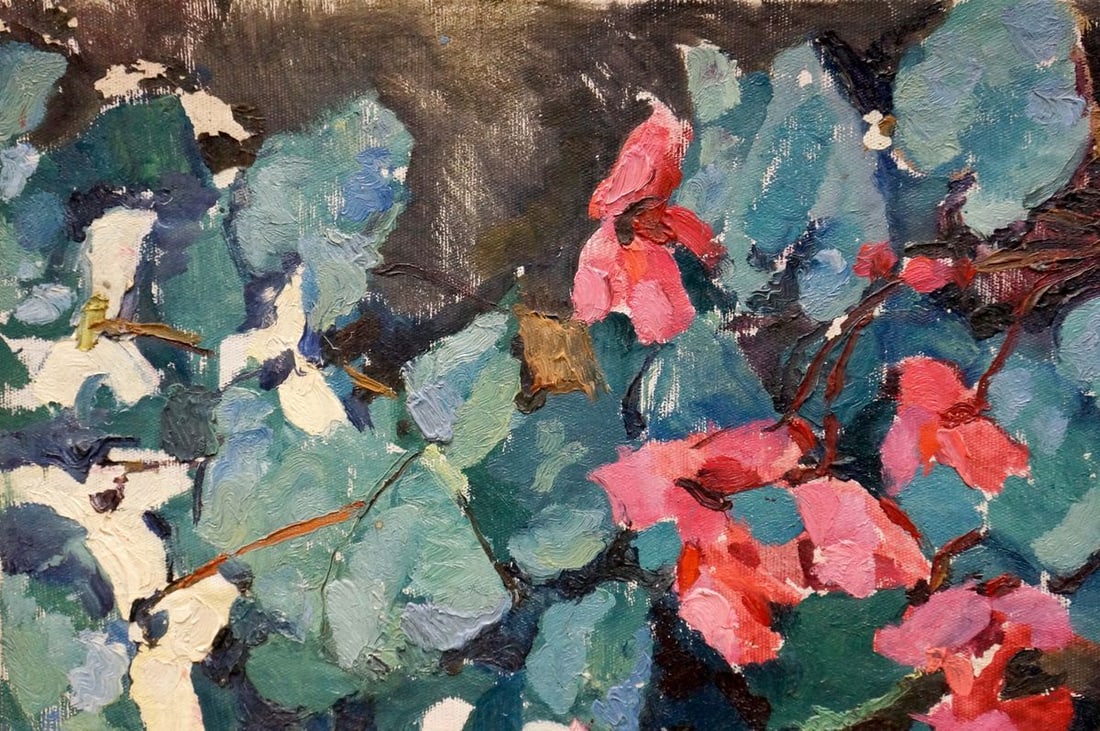 Oil painting Flowers are growing - 3