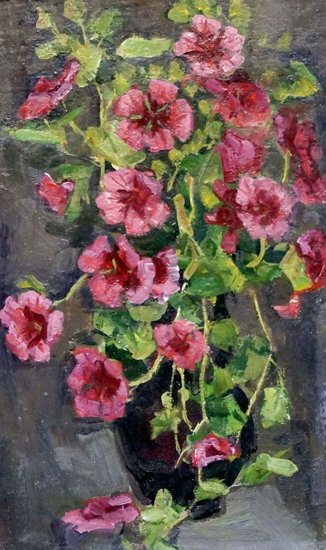 Oil painting Flowers Volsky Petr Dmitrievich: Title: Oil painting Flowers Volsky Petr Dmitrievich Description: NoVerns 301 *** ABOUT THIS PAINTING *** * TITLE: "Flowers" * ARTISTS: Volsky Petr Dmitrievich * SIZE: 60x33 cm/'23.62x12.99 inches' * M