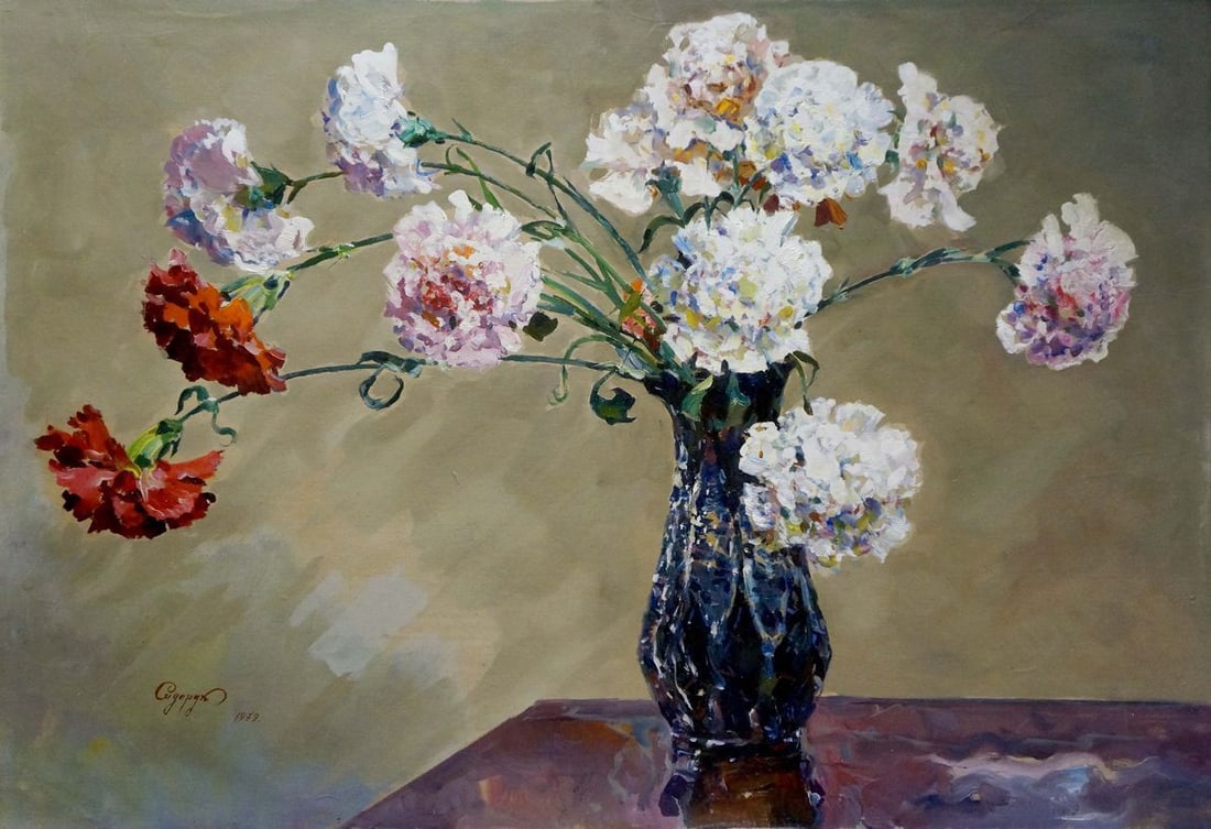 Oil painting Carnation Sidoruk Vladimir Fedorovich: Title: Oil painting Carnation Sidoruk Vladimir Fedorovich Description: NoVerns 441 *** ABOUT THIS PAINTING *** * TITLE: "Carnation" * ARTISTS: Sidoruk Vladimir Fedorovich * SIZE: 70x100 cm/'27.55x39.3