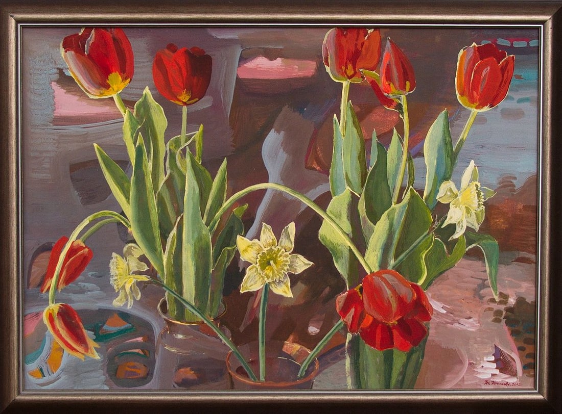 Tempera painting March 8 Kytkov Svatoslav: Title: Tempera painting March 8 Kytkov Svatoslav Description: NoKytkov 16 *** ABOUT THIS PAINTING *** * TITLE: "March 8" * ARTISTS: Kytkov Svatoslav * SIZE: 50x70 cm/'19.68x27.55 inches' * paintings