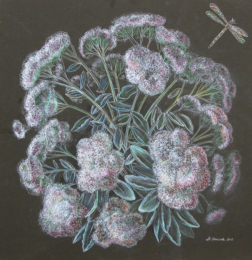 Color pencil painting Stonecrop blooms Kytkov Svatoslav: Title: Color pencil painting Stonecrop blooms Kytkov Svatoslav Description: NoKytkov 21 *** ABOUT THIS PAINTING *** * TITLE: "Stonecrop blooms" * ARTISTS: Kytkov Svatoslav * SIZE: 55x55 cm/'21.65x21.6